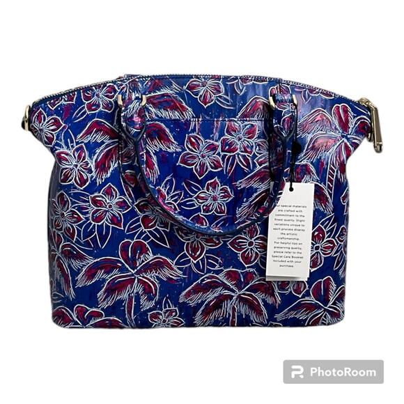 NWT! Brahmin Duxbury Satchel in Vista Blue Torrone Genuine Leather - Picture 2 of 7